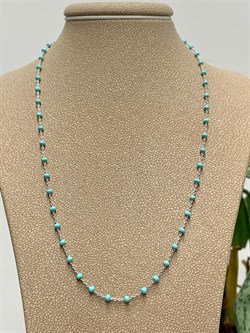 *Цепь р.45 Фантазия с шариками с эмалью цв Бирюзовый арт 0382R082L45tr-428 (Вес 3,23 г) - фото 303519