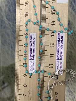 *Цепь р.40 Фантазия с шариками с эмалью цв Бирюзовый арт. 0382R082L40tr-069 (Вес 2,95 г) - фото 303529
