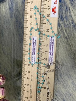 *Цепь р.40 Фантазия с шариками с эмалью цв Бирюзовый арт. 0382R082L40tr-069 (Вес 2,95 г) - фото 303530