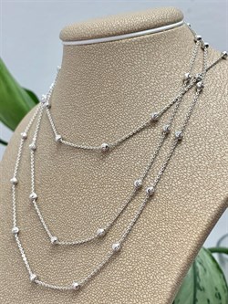 *Цепь р.80 арт. 074259R030L80-621, Роло плоская с шариками 3 мм (Вес 4,5 г) - фото 304147