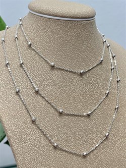 *Цепь р.80 арт. 074260R025L80-537 Роло плоская с шариками 2,5 мм (Вес 3 г) - фото 304166