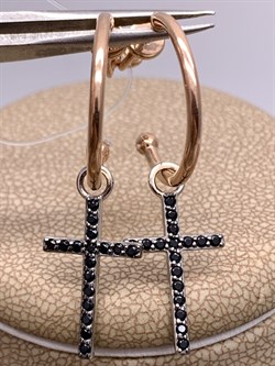 *Серьги Пусеты Трансформер Черная Шпинель арт. С01271/Ag-607/1ПОЗ-042 вес 3,23 г - фото 306136