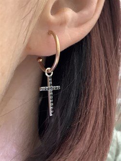 *Серьги Пусеты Трансформер Черная Шпинель арт. С01271/Ag-607/1ПОЗ-042 вес 3,23 г - фото 306137