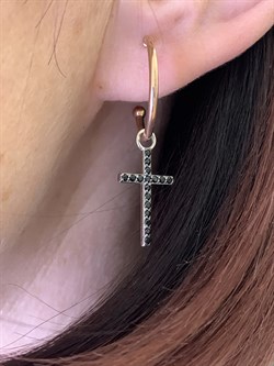 *Серьги Пусеты Трансформер Черная Шпинель арт. С01271/Ag-607/1ПОЗ-042 вес 3,23 г - фото 306138