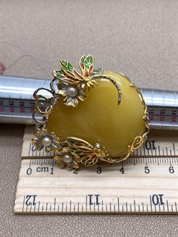 *Кольцо р.19,5 Королевский Янтарь Жемчуг Эмаль Эксклюзив арт. 720104п-057 Вес 23,31 г - фото 306610 *Кольцо р.19,5 Королевский Янтарь Жемчуг Эмаль Эксклюзив арт. 720104п-057 Вес 23,31 г - фото 306610