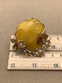 *Кольцо р.19,5 Королевский Янтарь Жемчуг Эмаль Эксклюзив арт. 720104п-057 Вес 23,31 г - фото 306619 *Кольцо р.19,5 Королевский Янтарь Жемчуг Эмаль Эксклюзив арт. 720104п-057 Вес 23,31 г - фото 306619