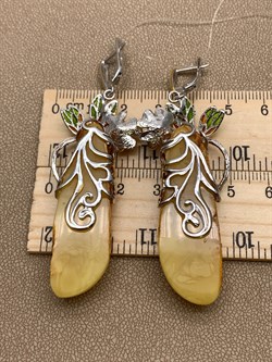 *Серьги Королевский Янтарь Жемчуг Эмаль Эксклюзив арт. 721104п-053 Вес 18,73 г - фото 306622 *Серьги Королевский Янтарь Жемчуг Эмаль Эксклюзив арт. 721104п-053 Вес 18,73 г - фото 306622