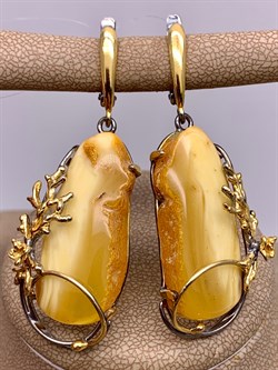 *Серьги Янтарь Эксклюзив арт. 721026п-246 Вес 12,89 г - фото 307059