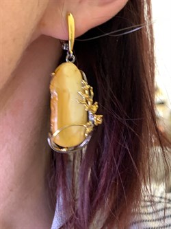 *Серьги Янтарь Эксклюзив арт. 721026п-246 Вес 12,89 г - фото 307064