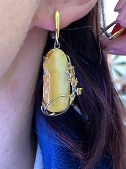 *Серьги Янтарь Эксклюзив арт. 721026п-246 Вес 12,89 г - фото 307065