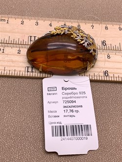 *Брошь Королевский Янтарь Эмаль Эксклюзив арт. 725094п-019 Вес 17,76 г - фото 307676 *Брошь Королевский Янтарь Эмаль Эксклюзив арт. 725094п-019 Вес 17,76 г - фото 307676