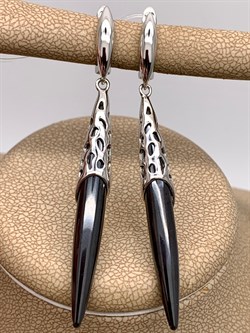 *Серьги Черная Керамика арт. TC-E1758-1-B-W-X-X-X-653 вес 9,5 г - фото 307845