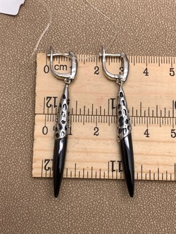 *Серьги Черная Керамика арт. TC-E1758-1-B-W-X-X-X-653 вес 9,5 г - фото 307848