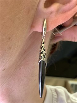 *Серьги Черная Керамика арт. TC-E1758-1-B-W-X-X-X-653 вес 9,5 г - фото 307850