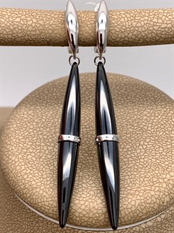 *Серьги Черная Керамика арт. TC-E1757-1-B-W-X-X-X-503 вес 8,2 г - фото 307864