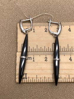 *Серьги Черная Керамика арт. TC-E1757-1-B-W-X-X-X-503 вес 8,2 г - фото 307866