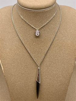 *Колье р.40-43 Черная Керамика арт. TC-N02004-B-W-W-X-X-341 вес 10,3 г - фото 307874