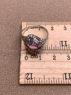 *Кольцо р.18,5 Микс Аметист Голубой Топаз  Цитрин арт. R00470-193 вес 3,54 г - фото 308328 *Кольцо р.18,5 Микс Аметист Голубой Топаз  Цитрин арт. R00470-193 вес 3,54 г - фото 308328