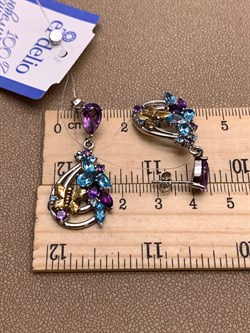 *Серьги Пусеты Микс Аметист Голубой Топаз арт. E00528-644 вес 8,7 г - фото 308358 *Серьги Пусеты Микс Аметист Голубой Топаз арт. E00528-644 вес 8,7 г - фото 308358