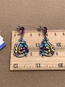 *Серьги Пусеты Микс Аметист Голубой Топаз арт. E00528-644 вес 8,7 г - фото 308360 *Серьги Пусеты Микс Аметист Голубой Топаз арт. E00528-644 вес 8,7 г - фото 308360