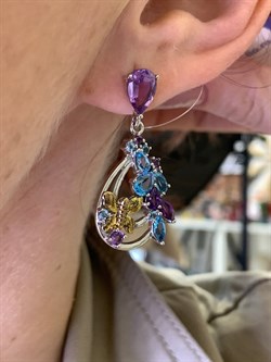 *Серьги Пусеты Микс Аметист Голубой Топаз арт. E00528-644 вес 8,7 г - фото 308361 *Серьги Пусеты Микс Аметист Голубой Топаз арт. E00528-644 вес 8,7 г - фото 308361