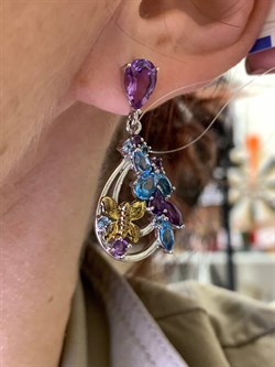 *Серьги Пусеты Микс Аметист Голубой Топаз арт. E00528-644 вес 8,7 г - фото 308362 *Серьги Пусеты Микс Аметист Голубой Топаз арт. E00528-644 вес 8,7 г - фото 308362