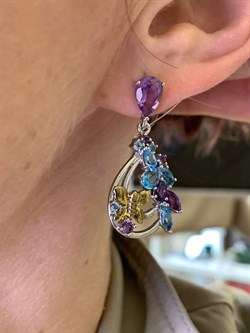 *Серьги Пусеты Микс Аметист Голубой Топаз арт. E00528-644 вес 8,7 г - фото 308363 *Серьги Пусеты Микс Аметист Голубой Топаз арт. E00528-644 вес 8,7 г - фото 308363