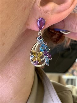 *Серьги Пусеты Микс Аметист Голубой Топаз арт. E00528-644 вес 8,7 г - фото 308364 *Серьги Пусеты Микс Аметист Голубой Топаз арт. E00528-644 вес 8,7 г - фото 308364