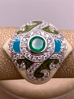 *Кольцо р.17,5 Зеленый Агат Эмаль арт. R00436-325 Вес 6,95 г - фото 308548 *Кольцо р.17,5 Зеленый Агат Эмаль арт. R00436-325 Вес 6,95 г - фото 308548