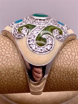 *Кольцо р.17,5 Зеленый Агат Эмаль арт. R00436-325 Вес 6,95 г - фото 308550 *Кольцо р.17,5 Зеленый Агат Эмаль арт. R00436-325 Вес 6,95 г - фото 308550