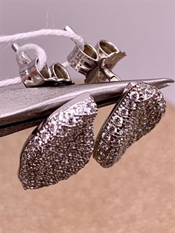 *Серьги Пусеты Белый Фианит Микро Вставки арт. 4851R60287-236 Вес 2,3 г - фото 308649