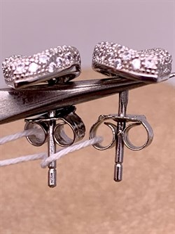 *Серьги Пусеты Белый Фианит Микро Вставки арт. 4851R60287-236 Вес 2,3 г - фото 308650