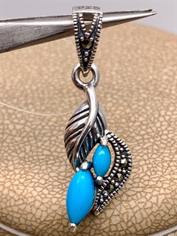 *Подвеска Микс Марказит Бирюза арт. HP1168-464 вес 2,35 г - фото 309084 *Подвеска Микс Марказит Бирюза арт. HP1168-464 вес 2,35 г - фото 309084