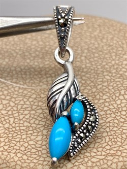 *Подвеска Микс Марказит Бирюза арт. HP1168-464 вес 2,35 г - фото 309086 *Подвеска Микс Марказит Бирюза арт. HP1168-464 вес 2,35 г - фото 309086