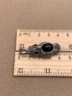 *Подвеска Сова Микс Марказит Гранат Оникс арт. HP626-306 вес 7,98 г - фото 309100