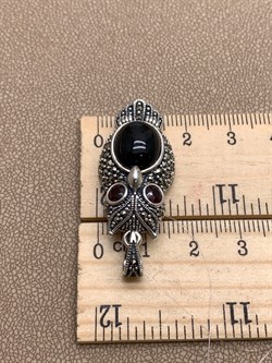 *Подвеска Сова Микс Марказит Гранат Оникс арт. HP626-306 вес 7,98 г - фото 309102