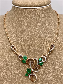 *Колье р.50 Изумруд цв Красное арт 6-149-01-532 вес 11,64 г - фото 309152
