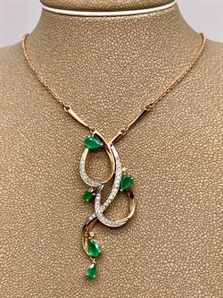 *Колье р.45 Изумруд цв Красное арт 6-218/1-01-092 вес 7,11 г - фото 309241