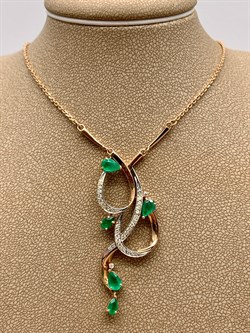 *Колье р.45 Изумруд цв Красное арт 6-218/1-01-092 вес 7,11 г - фото 309242