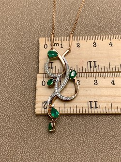 *Колье р.45 Изумруд цв Красное арт 6-218/1-01-092 вес 7,11 г - фото 309245