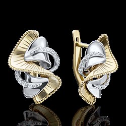 *Серьги Белый Фианит цв  Лимонное, Белое арт. 02-4007-00-401-1121-48-930 (вес 3,98 г) - фото 30937