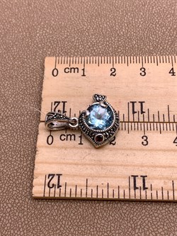 *Подвеска Рыбка Микс Марказит Голубой Топаз арт. HP1262-767 вес 4.06 г - фото 309385