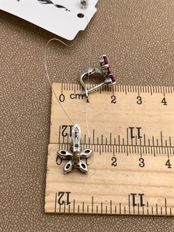 *Серьги Незабудки Марказит Корунд Рубин арт. HE1214-676 вес 4,28 г - фото 309398