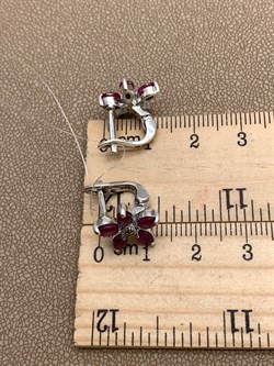 *Серьги Незабудки Марказит Корунд Рубин арт. HE1214-676 вес 4,28 г - фото 309399