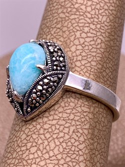 *Кольцо р.17,5 Микс Марказит Амазонит арт. HR1801-912 вес 4,25 г - фото 309436 *Кольцо р.17,5 Микс Марказит Амазонит арт. HR1801-912 вес 4,25 г - фото 309436