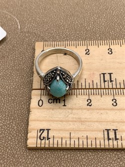 *Кольцо р.17,5 Микс Марказит Амазонит арт. HR1801-912 вес 4,25 г - фото 309440 *Кольцо р.17,5 Микс Марказит Амазонит арт. HR1801-912 вес 4,25 г - фото 309440