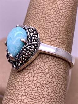 *Кольцо р.18,5 Микс Марказит Амазонит арт. HR1801-929 вес 4,27 г - фото 309456 *Кольцо р.18,5 Микс Марказит Амазонит арт. HR1801-929 вес 4,27 г - фото 309456