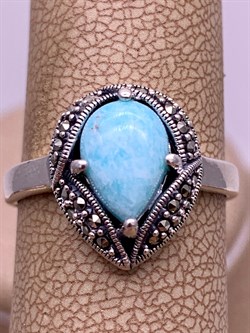 *Кольцо р.18,5 Микс Марказит Амазонит арт. HR1801-929 вес 4,27 г - фото 309457 *Кольцо р.18,5 Микс Марказит Амазонит арт. HR1801-929 вес 4,27 г - фото 309457