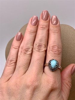 *Кольцо р.18,5 Микс Марказит Амазонит арт. HR1801-929 вес 4,27 г - фото 309458 *Кольцо р.18,5 Микс Марказит Амазонит арт. HR1801-929 вес 4,27 г - фото 309458