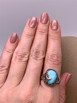 *Кольцо р.19 Микс Марказит Амазонит арт. HR1735-875 вес 5.44 г - фото 309477 *Кольцо р.19 Микс Марказит Амазонит арт. HR1735-875 вес 5.44 г - фото 309477